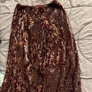 Sequin Dark Red Pants